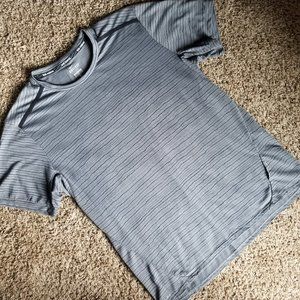 Nike Drifit Running Shirt Gray w/ Black Stripes